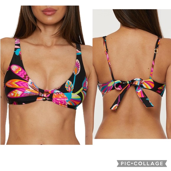 NEW Trina Turk Women's Luminary Knot Halter Bikini Top Floral Print Size 6 - Picture 1 of 10